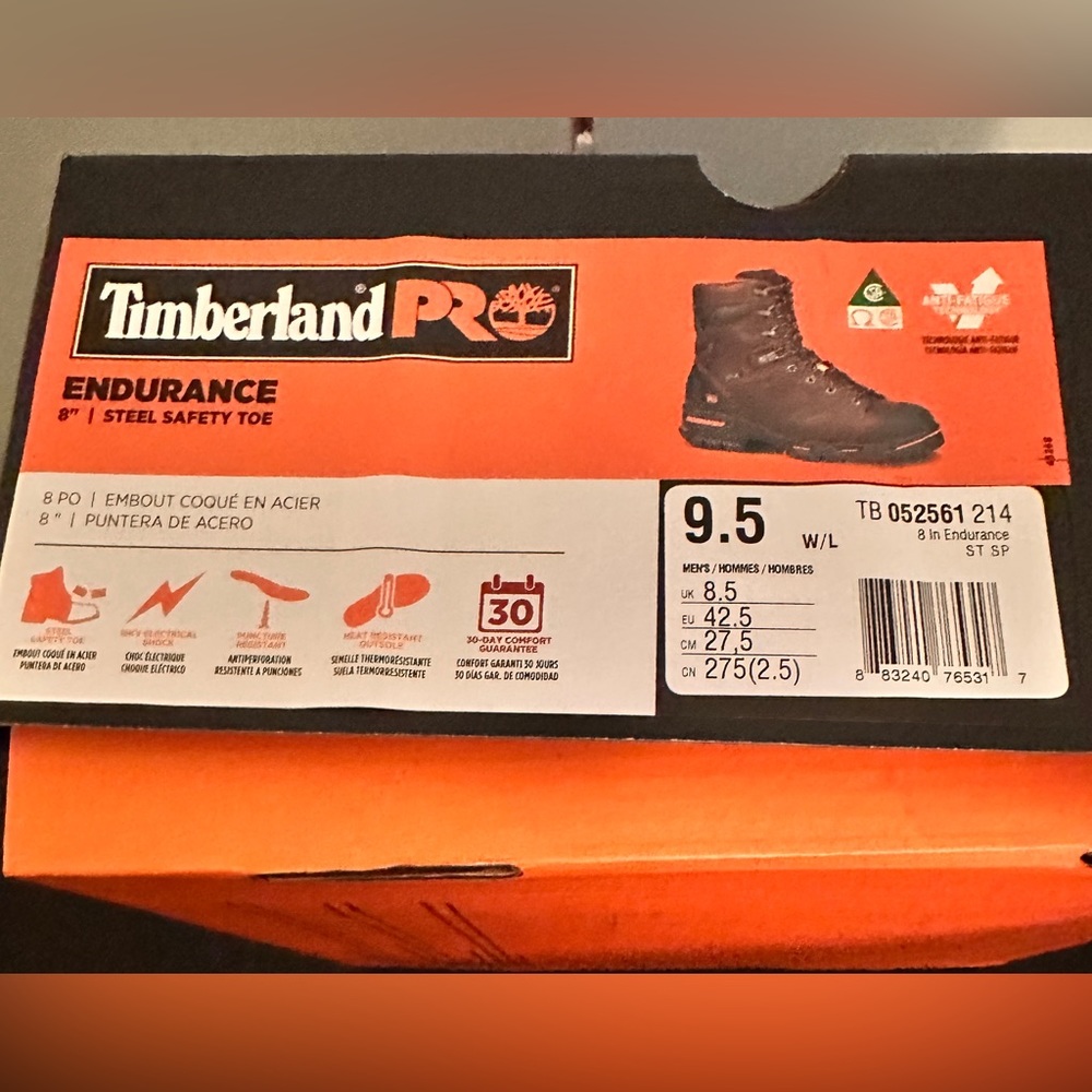 Timberland, pro endurance, steel toe boots, men’s 9.5 WIDE NEW NEW NEW